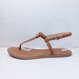 Sam Edelman Sandals Women's 10 Tan Faux Leather Minamalist Classic Vacation Shoe